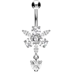 Titan Bananabell mit 925er Silber-Design KRISTALLBLUME + HERZANHÄNGER