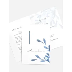 Menükarten für die Kommunion selbst gestalten mit Spruch und Fotos im Onlinedesigner bei Meine-Kartenmanufaktur.de