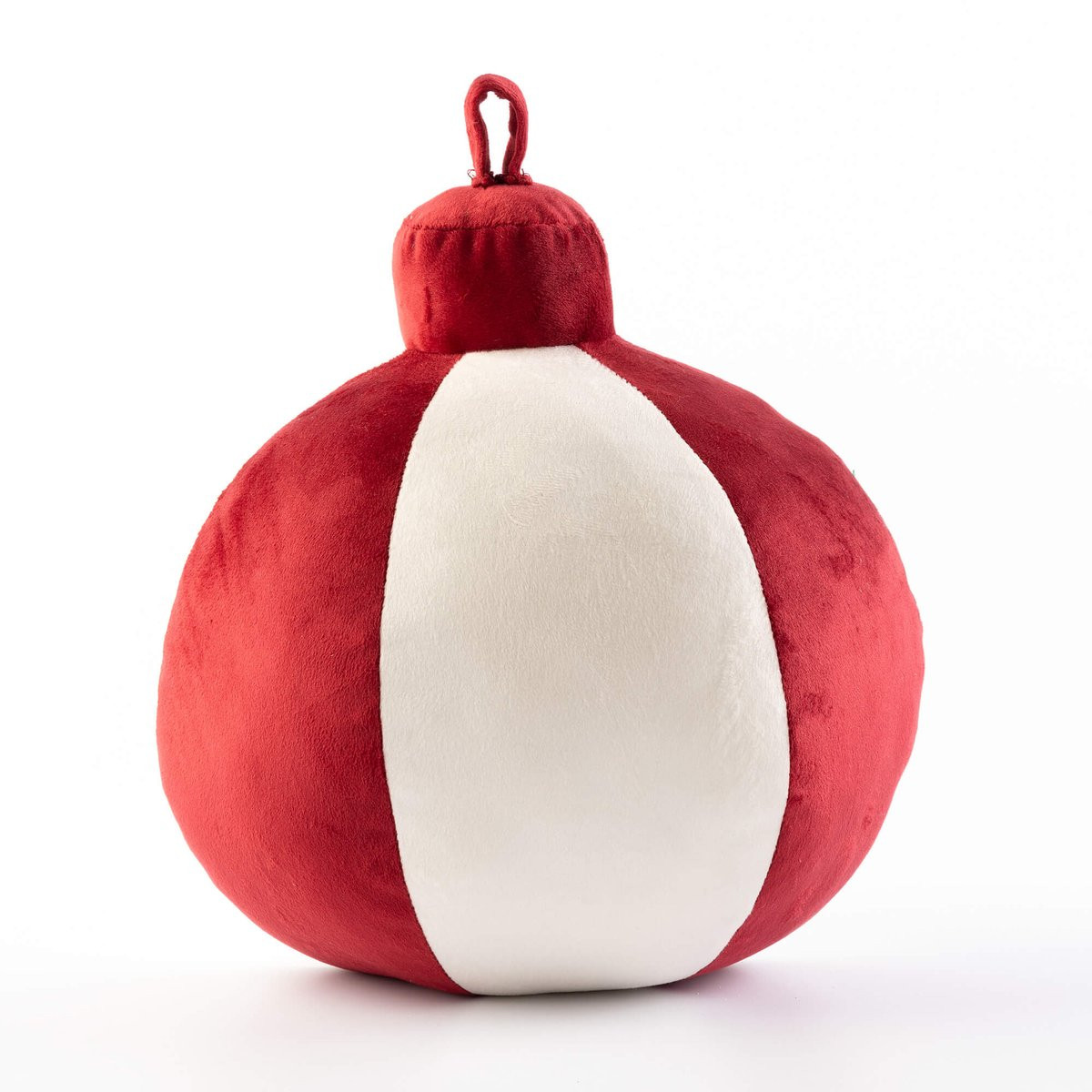Scooter Jingle-Bells sierkussen met kerstbal - Rood, wit - 26 x 30 cm