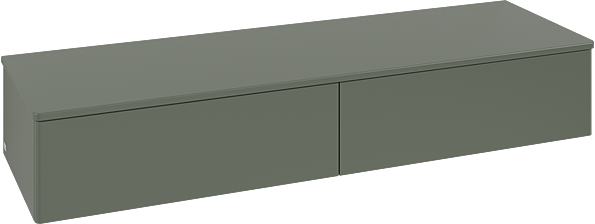 Villeroy und Boch Antao Sideboard L42000HL mit Beleuchtung, 2 Auszüge, 1600 x 268 x 500 mm, Front ohne Struktur, Leaf Green Matt Lacquer / Leaf Green Matt Lacquer