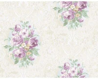 Seabrook Designs Vivienne Floral Cameo Unpasted Wallpaper