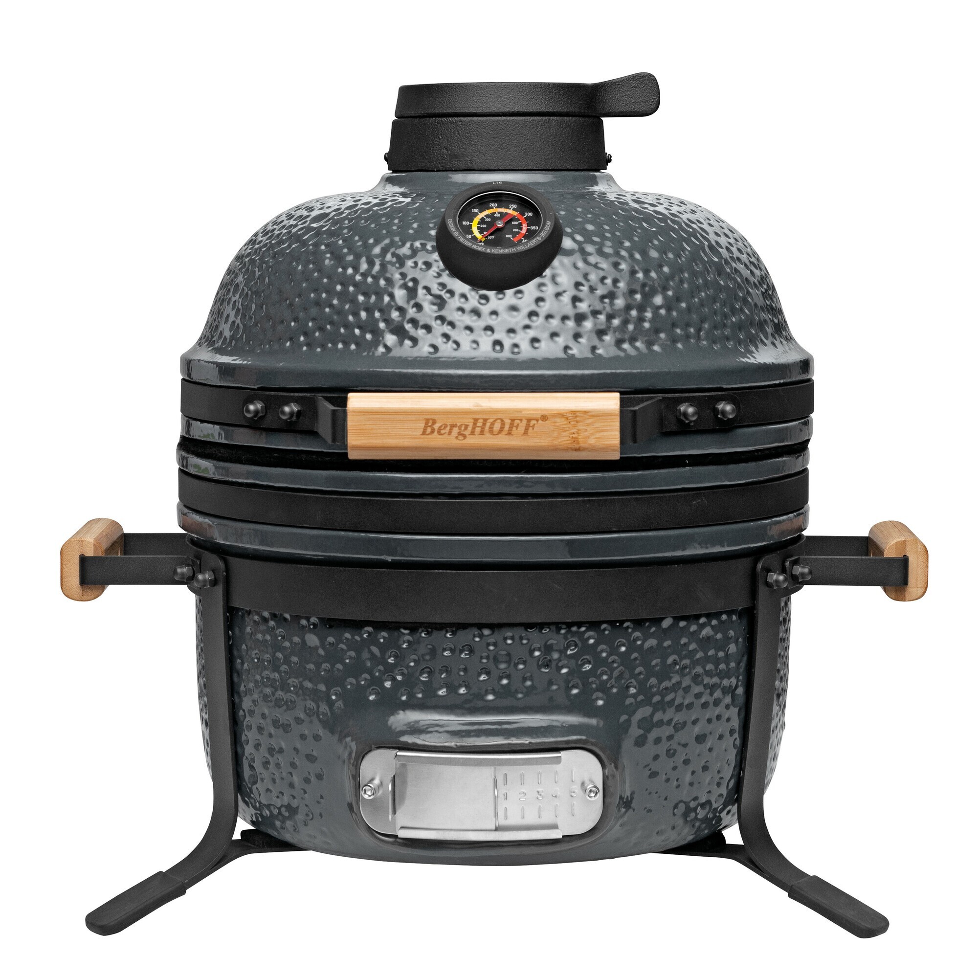 BergHOFF Ron, Grill, Holzkohle, Balcone, Draußen, Tisch, Schwarz, Grau, Rund