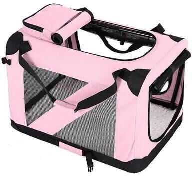 Uplifted Goods Folding Travel Pet Cage Kennel For Dogs And Cats pink xs 50x35x35cm