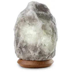 Beleuchteter Salzkristall ROCK, Grey Line, ca. 2-3 kg, mit Holzsockel