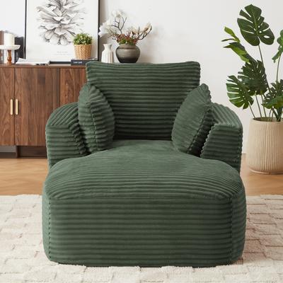 Oversized Corduroy Chaise Lounge Chair Indoor, Corduroy Upholstered Modern Sofa Couch