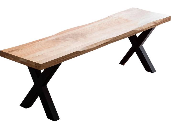 Sitzbank HOME AFFAIRE Tristano , beige (natur, schwarz), B:160cm H:45cm T:35cm, Massivholz, Sitzbänke, Sitzbank, Massivholz Eiche geölt