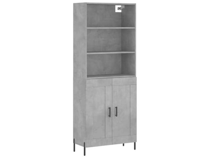 KGFHERENB Highboard Betongrau 69,5x34x180 cm 2-Teilig Schrank Vielseitiges Kombi-Möbelstück für Wohnzimmer oder Flur mit stabilen Metallfüßen und praktischen Türen für mehr Ordnung.