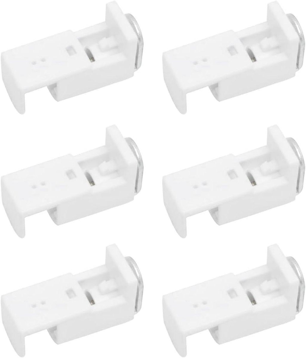 Set van 6 witte klemsteunen voor gordijnen en montagebeugels voor rolgordijnen zonder boren