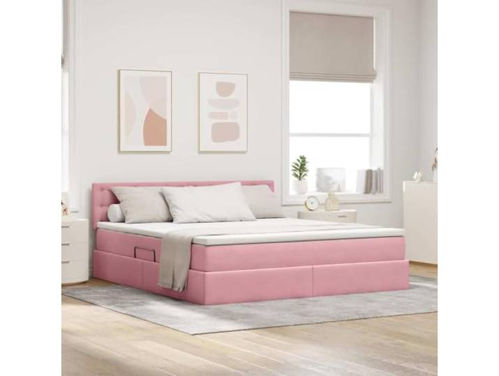 YUTAASU Aufbewahrungsbett Mit Kopfteil Rosa 160 x 200 cm Samt Hydraulisches Heb, Stauraum Unter Der Matratze, Mittel-Harte Matratze, Modernes Design