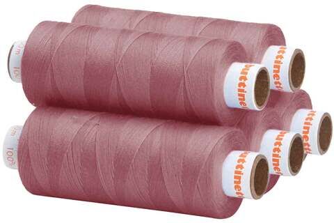 buttinette Universal-Nähgarn, Stärke: 100, 5er-Pack, mauve