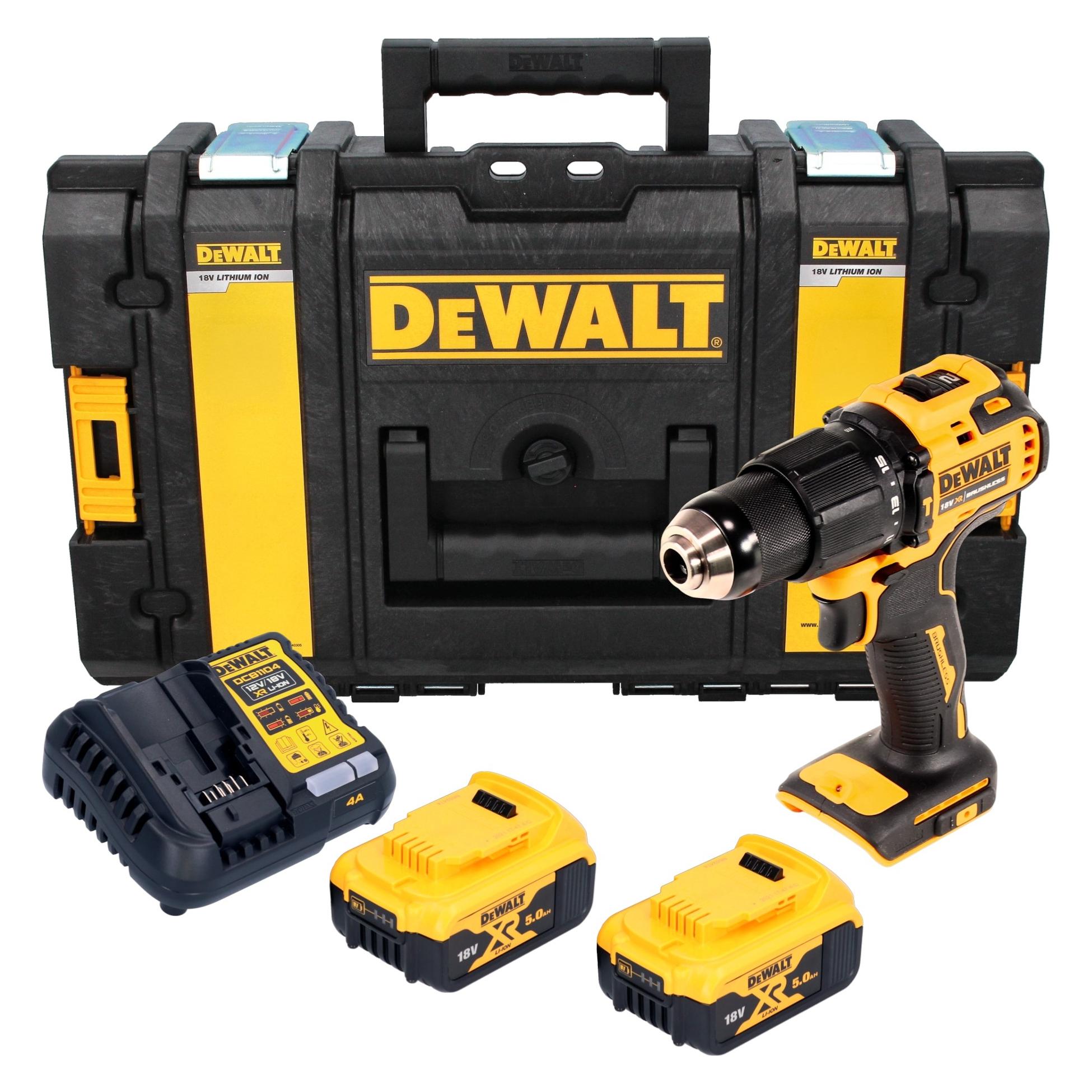 DeWalt DCD 709 P2 Akku Schlagbohrschrauber 18 V 65 Nm + 2x Akku 5,0 Ah + Ladegerät + Tough Box (Schlagbohrschrauber) (DCD709N)