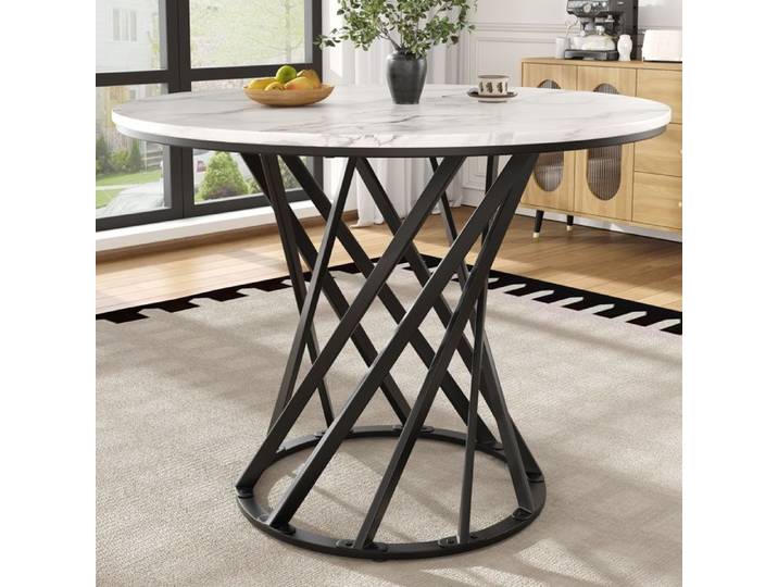 Table à manger ronde (80×80×76cm) Table de cuisine Table basse ronde pour 4 Appropriée pour salle à manger Salon