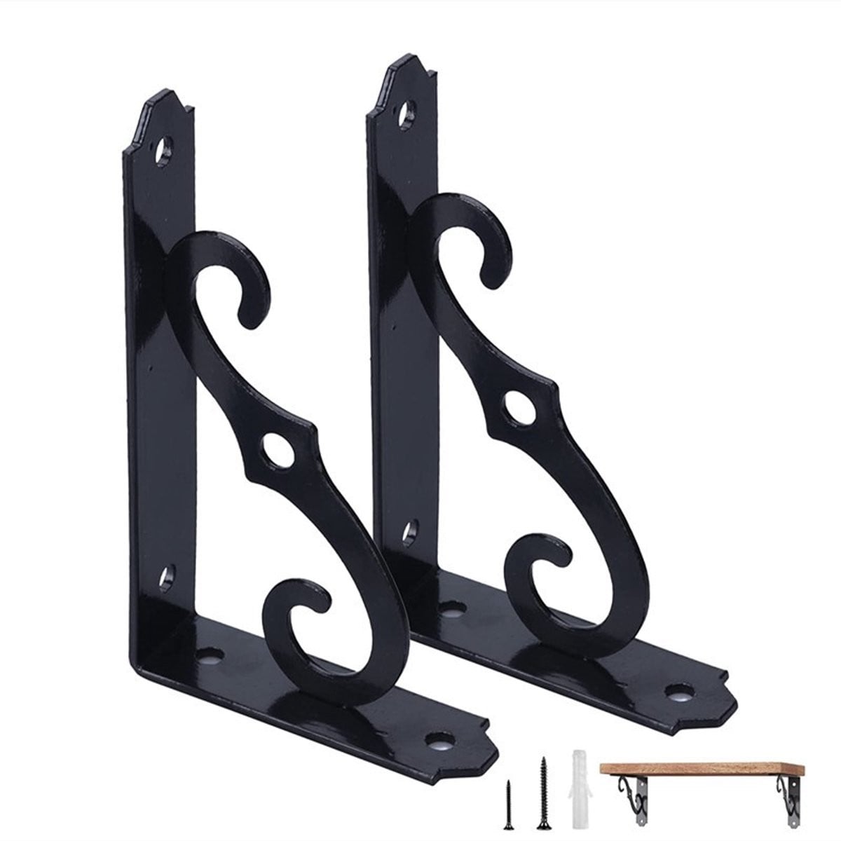 Oneay Set van 2 Zwarte Zwevende Plankdragers - 13 cm Driehoekige L-vormige Hoekbeugels voor Wandmontage