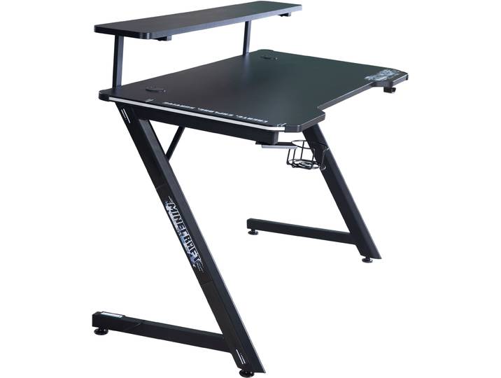 Gamingtisch PHOENIX, schwarz (weiß, neutral), B:120cm H:89,5cm T:60cm, Tische, Gamingtisch, inkl RGB LED Beleuchtung