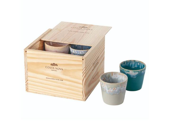 Costa Nova Tasse Grespresso Lungo Becher Mehrfarbig, Holz-Geschenkbox, Costa Nova, 8-tlg., Keramik, 8 x 7,5 cm, 190 ml