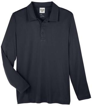 Team 365 TT51L Men's Zone Performance Long Sleeve Polo Shirt in Black size 4XL   Polyester