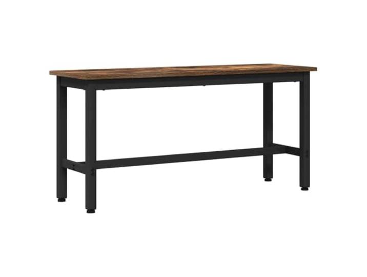 smnyxs Esszimmerbank, rauchfarbene Eiche, 100 x 32,5 x 48,5 cm Verstellbare Sitzfläche, Stahlfuß, Holz, ohne Rückenlehne, vielseitig einsetzbar, pflegeleicht