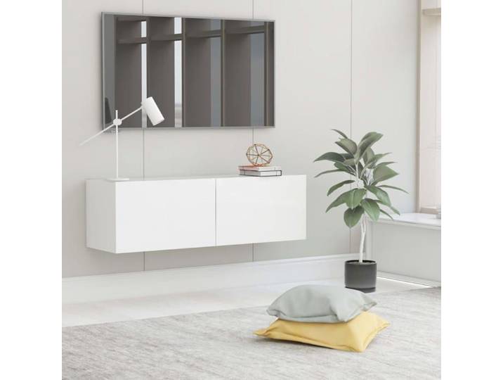 Meuble TV Blanc 100x30x30 cm Aggloméré