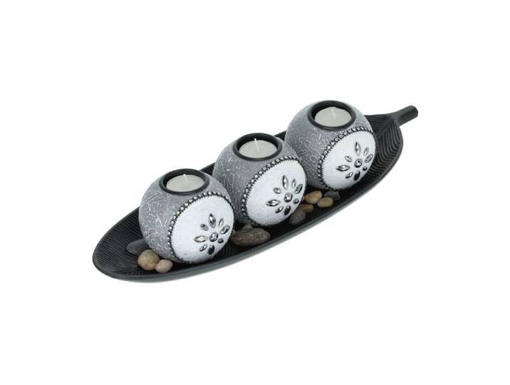 Relaxdays Teelichthalter Set in Grau & Schwarz