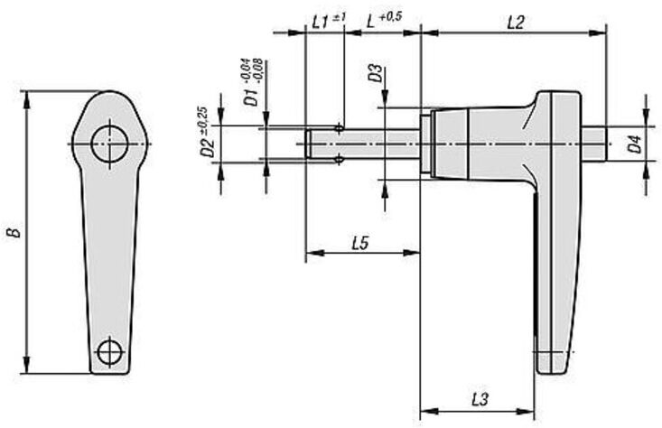 KIPP Kugelsperrbolzen mit L-Griff D1=12 L=60 Edelstahl komp:Alum. (K0642.15712060)