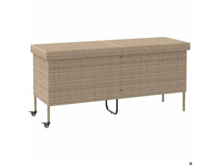 Beige Grand Coffre de jardin - BKM - Boîte rangement jardin roues beige 160x55x75 cm résine tressée_0509284