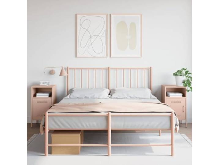 HEFZGDB Industrie-Stil Nachttische 2 STK. Rosa 36x39x68 cm Stahl Metallschrank mit verstellbaren Füßen und praktischer Tür