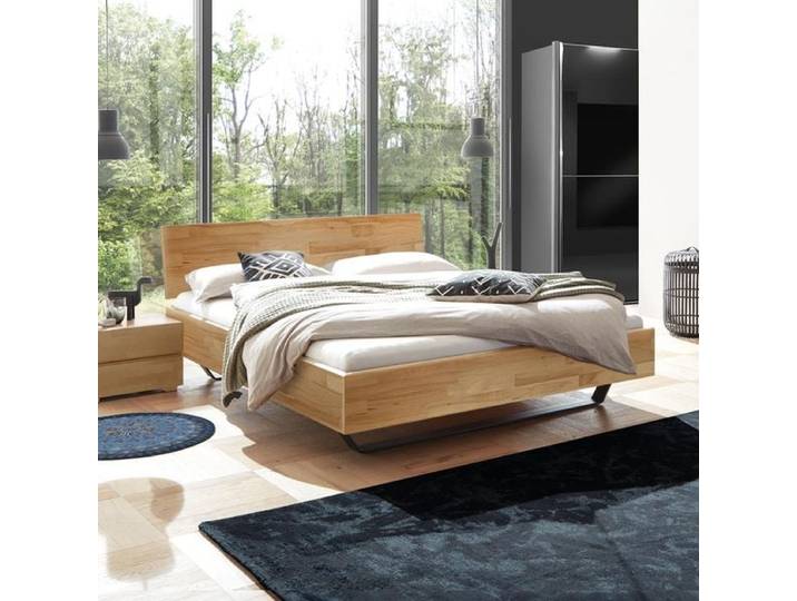 Bett Honoka Komfort Buche Massivholz 140x200cm Kernbuche klassischer Stil, Mit Kopfteil
