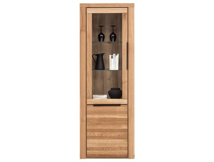 Carryhome Vitrine, Eiche, Holz, Glas, teilmassiv, 3 Fächer, 70x199x40 cm, Typenauswahl, Beimöbel erhältlich, Holzmöbel, Holzschränke, Vitrinen Holz, Vitrinenschränke Holz