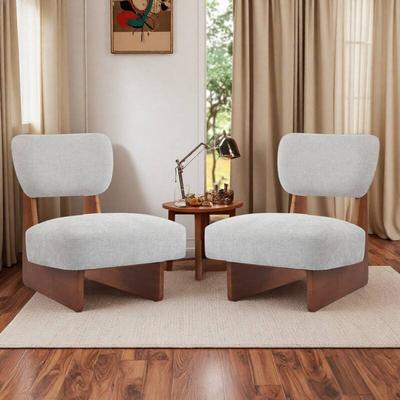 "25.61"" Polyester Modern Lounge Chairs with Sturdy Wood Base and Minimalist Design and Ergonomic Comfort"