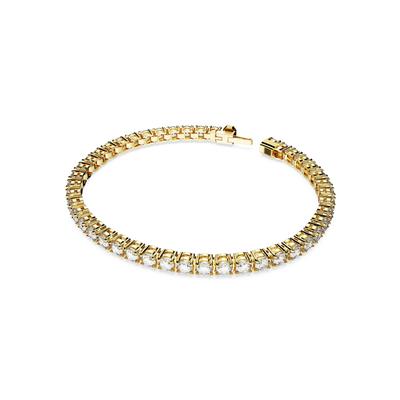 Armkette SWAROVSKI "Schmuck Geschenk Matrix Armband" Gr. S, gold (gelbgoldfarben, kristallweiß, kristallweiß), Armbänder, Damen, S, Metall, Armkette, mit Swarovski Kristall