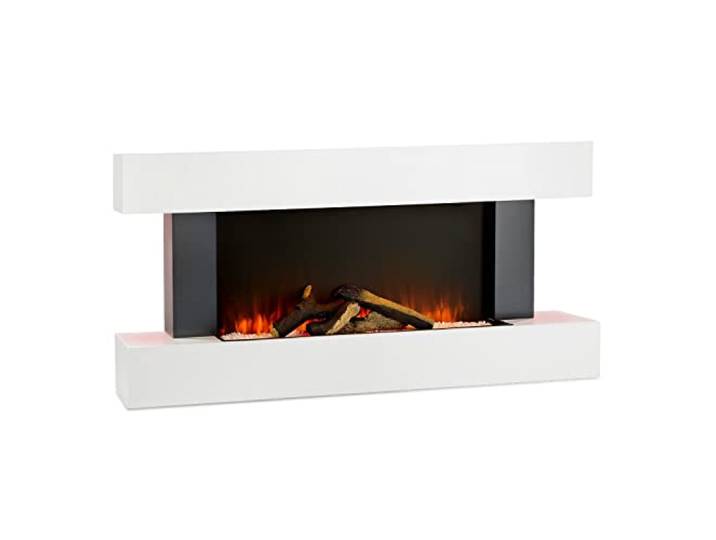 Klarstein Fausse Cheminee Electrique a LED Effet Flamme Decorative Chauffante de 2000W\, Télécommande et Minuterie\, Chauffage Cheminée Électrique Murale a Poser