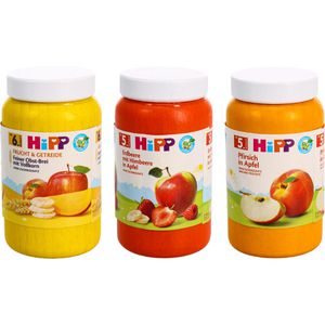 tanner Kaufladen-Zubehör 0995.8, Hipp Babybrei Gläser Set, aus Holz