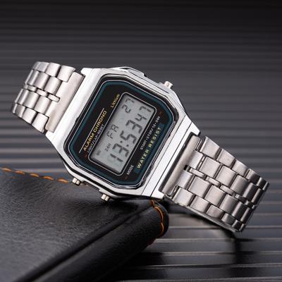 Fusion Finds Luxury Women's Digital Watch Gold Stainless Steel Square LED Waterproof Wrist Watch metal silver