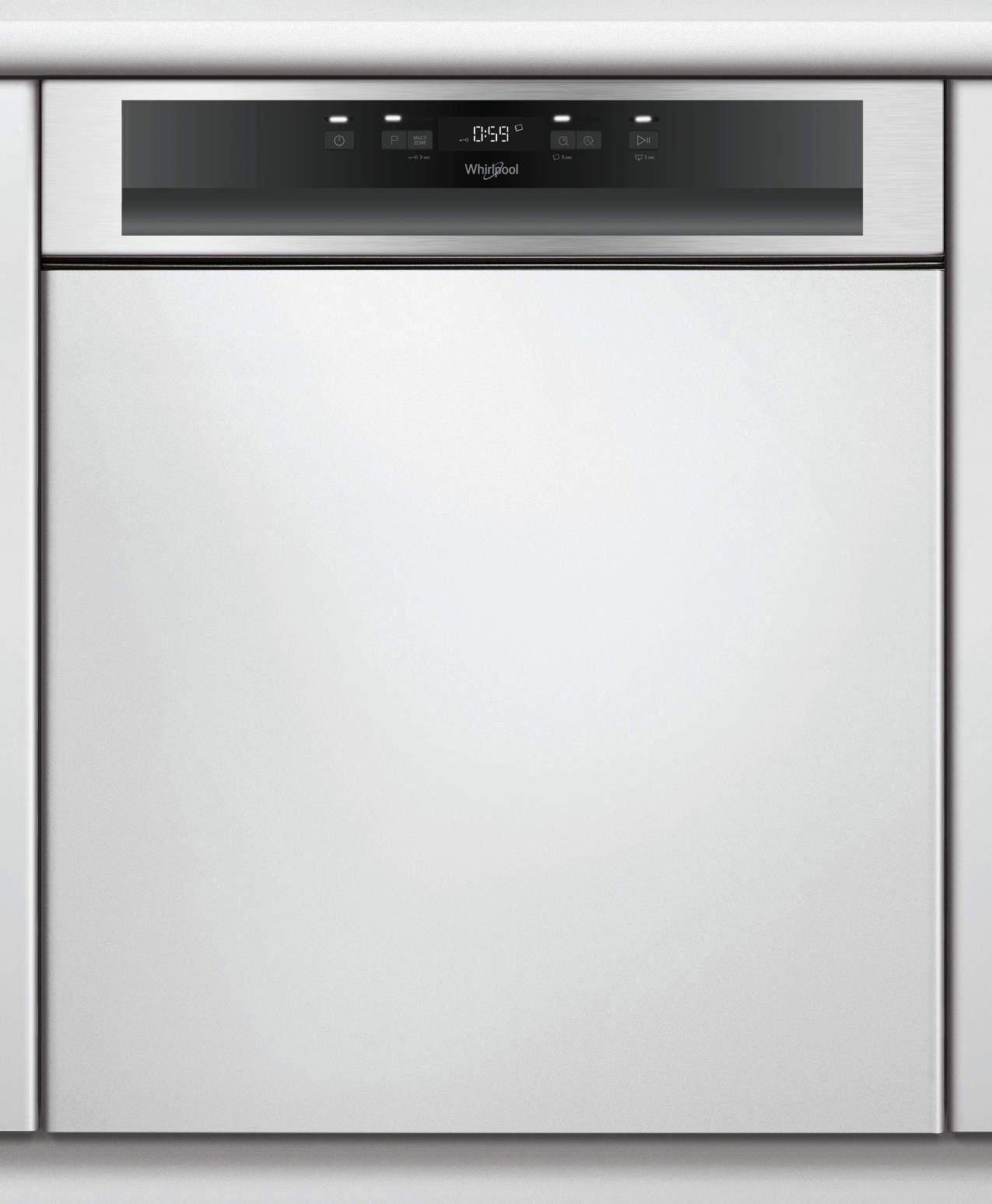 Whirlpool WBC3C26X, Teilintegriert, Standardgröße (60 cm), Schwarz, Edelstahl, 14 Maßgedecke, C