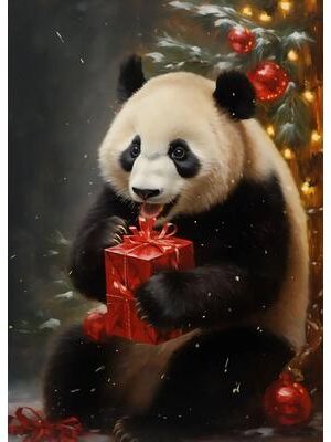 Inspired Finds Classic Santa Claus Christmas Canvas Wall Art Festive Holiday Poster Decor 15.75x19.69in panda Gift Joy