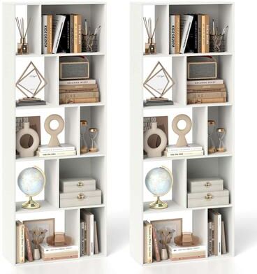 "1/2 PCS 5-Tier Geometric Bookshelf 63"" Freestanding Storage Bookcase"