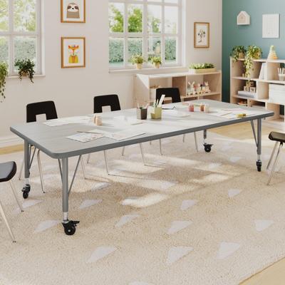 Flash Furniture Mobile 24''W x 48''L Thermal Laminate Activity Table - Adjustable Legs