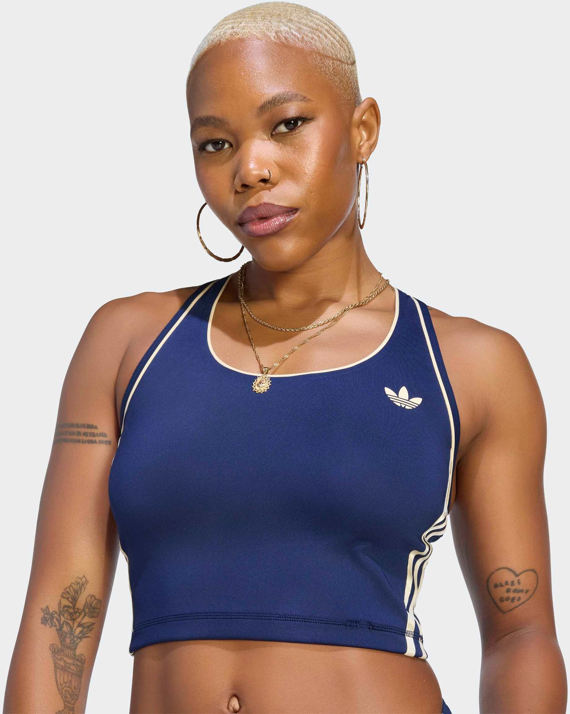 Tanktop ADIDAS PERFORMANCE "ADIDAS ORIGINALS SPORT", Damen, Gr. L, night indigo, Obermaterial: 79% Polyester, 21% Elasthan, eckiger Ausschnitt, Tops Tanktop, Eng anliegend geschnittenes Sport Tanktop, CLIMACOOL