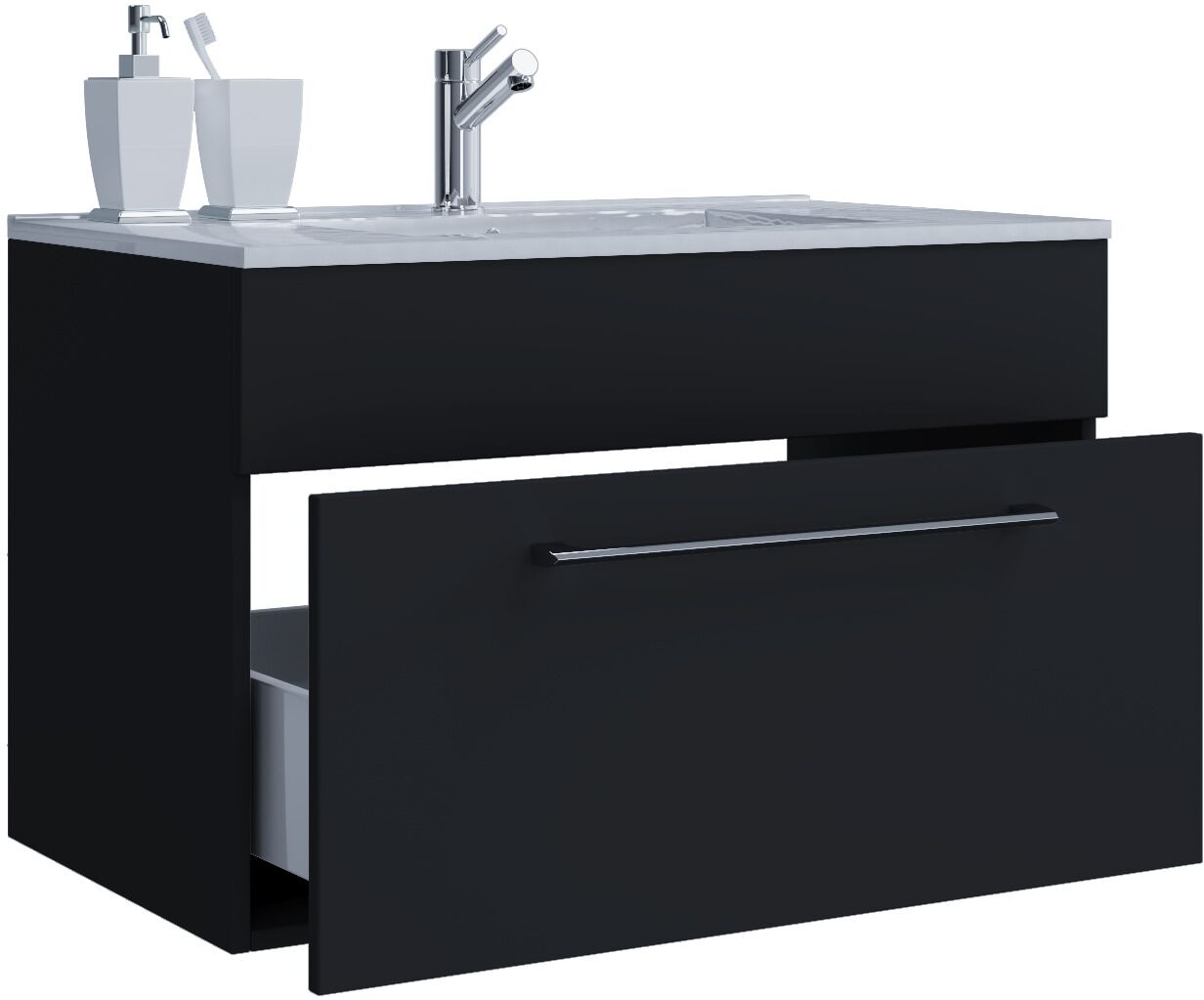 Waschtisch VCM "2-tlg. Waschplatz Waschtisch Badinos 1 Schublade", schwarz, B:80cm T:46cm, Waschtische, Waschtisch