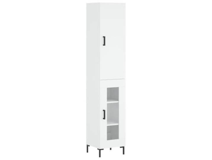 KKgypkn Highboard Weiß 34,5x34x180 cm Holzwerkstoff Metallfüße, Stauraum mit Türen, Stabilität, für Wohnzimmer