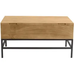 Industrieller höhenverstellbarer Couchtisch aus massivem Mangoholz und schwarzem Metall L90 cm YPSTER