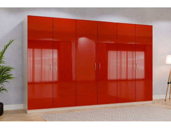 Schrank nach Maß - RAL 3000 Feuerrot - 220x348x62cm - Individuell konfigurieren