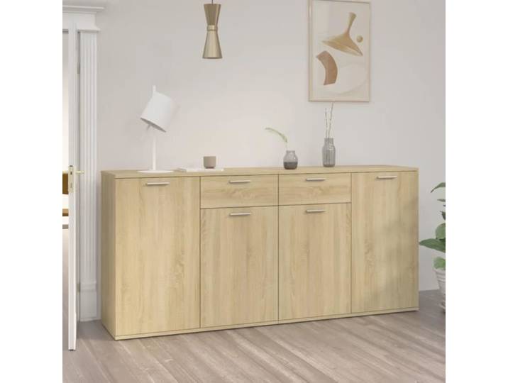 Buffet - MOTHINESSTO - LY0740 - Chêne sonoma - 4 portes - 2 tiroirs - 160x36x75 cm