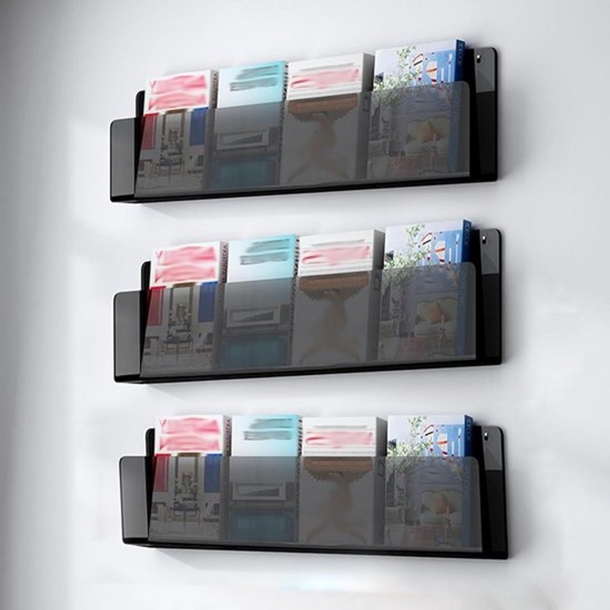 Acryl Magazine Houder en Brochure Display Plank voor Thuis of Kantoor, Breedte: 120 cm