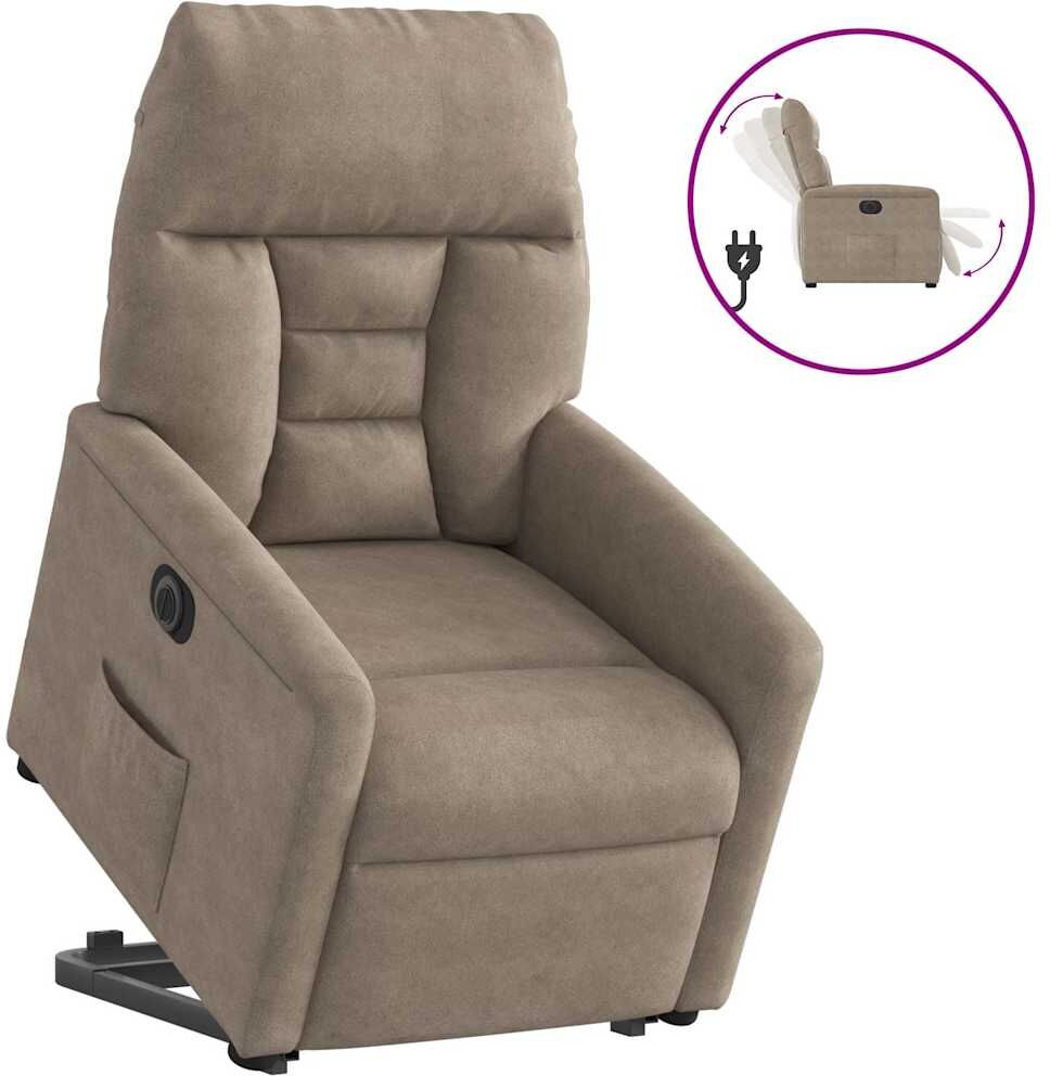 vidaXL Fauteuil inclinable électrique taupe tissu microfibre