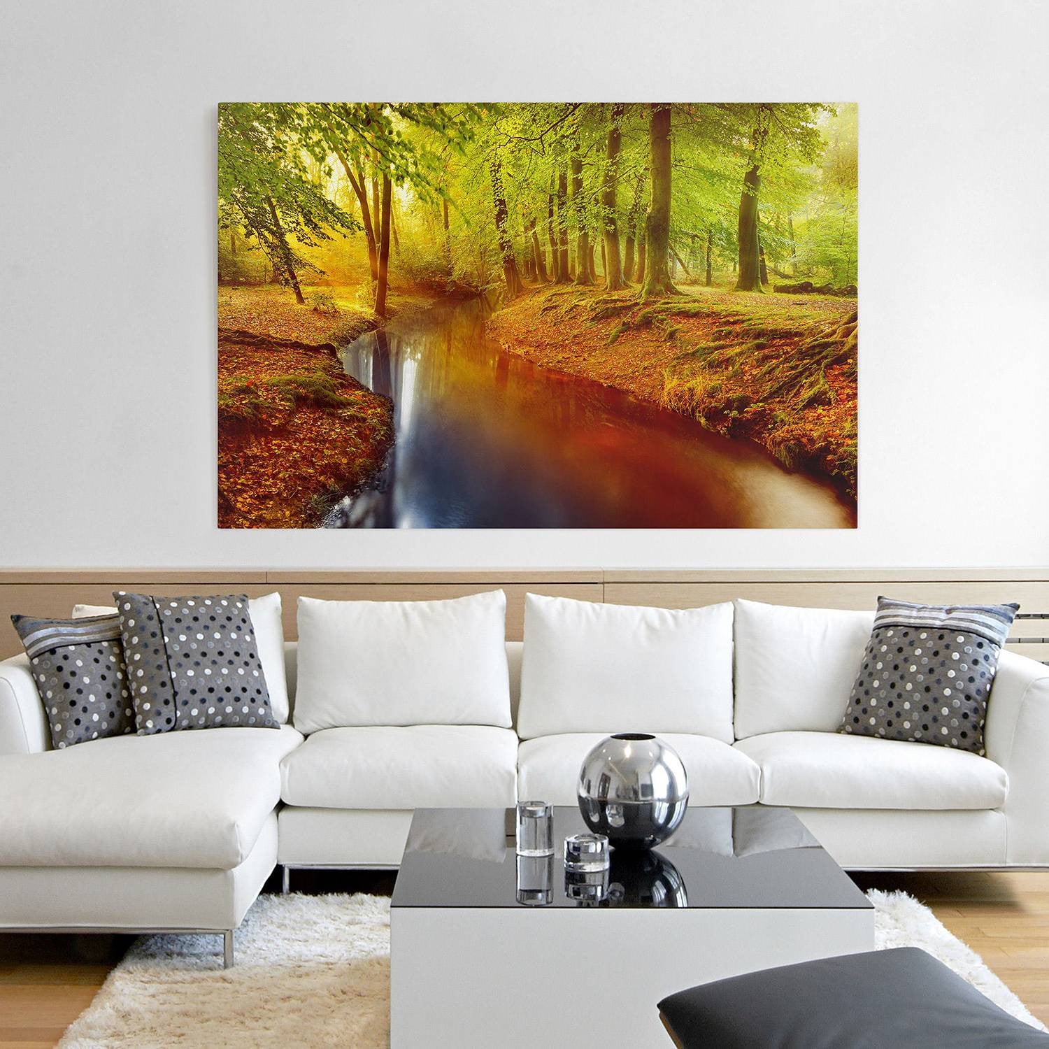 home24 Afbeelding Herfstbos linnen oranje 120 cm