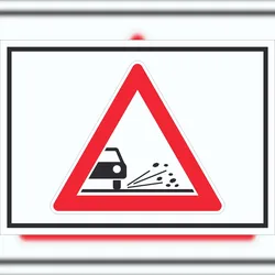 HB-Druck Schild Achtung Splitt Schotter Symbol A6 Rückseite selbstklebend