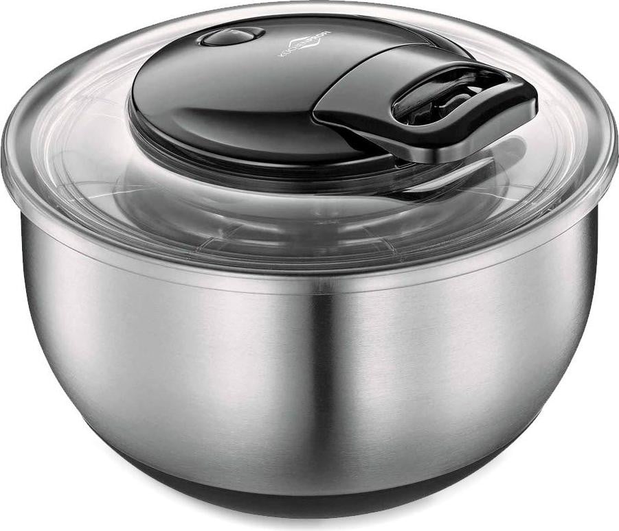 Kuechenprofi Saladecentrifuge van roestvrij staal, Zilver, Rond