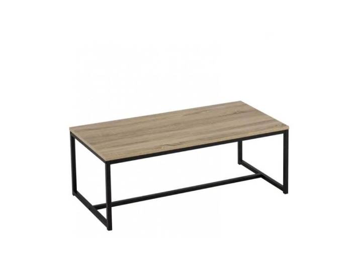 Table Basse Rectangulaire Bois MDF et Métal Noir