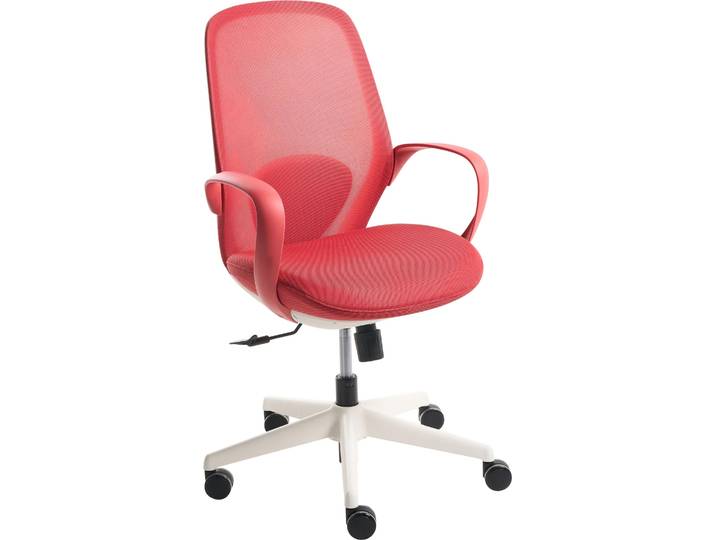 BELIANI Bürostuhl Rot Netzstoff Atmungsaktiv Drehbar Höhenverstellbar mit Armlehnen Wippfunktion Moderner Computer Drehstuhl für Homeoffice Büro